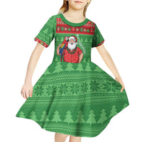 Guyana Christmas Kid Short Sleeve Dress Santa With Macaw Parrot Merry Xmas - Wonder Print Shop
