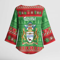 Guyana Christmas Kimono Sleeve Blouse Santa With Macaw Parrot Merry Xmas - Wonder Print Shop