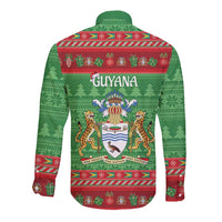 Guyana Christmas Long Sleeve Button Shirt Santa With Macaw Parrot Merry Xmas - Wonder Print Shop