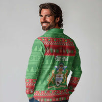 Guyana Christmas Long Sleeve Polo Shirt Santa With Macaw Parrot Merry Xmas - Wonder Print Shop