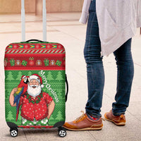 Guyana Christmas Luggage Cover Santa With Macaw Parrot Merry Xmas - Wonder Print Shop