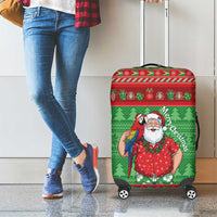 Guyana Christmas Luggage Cover Santa With Macaw Parrot Merry Xmas - Wonder Print Shop