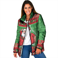 Guyana Christmas Padded Jacket Santa With Macaw Parrot Merry Xmas - Wonder Print Shop