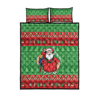 Guyana Christmas Quilt Bed Set Santa With Macaw Parrot Merry Xmas - Wonder Print Shop