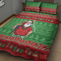 Guyana Christmas Quilt Bed Set Santa With Macaw Parrot Merry Xmas - Wonder Print Shop