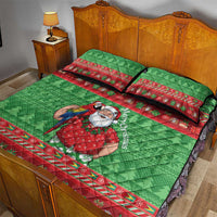 Guyana Christmas Quilt Bed Set Santa With Macaw Parrot Merry Xmas - Wonder Print Shop