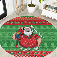 Guyana Christmas Round Carpet Santa With Macaw Parrot Merry Xmas - Wonder Print Shop