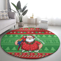 Guyana Christmas Round Carpet Santa With Macaw Parrot Merry Xmas - Wonder Print Shop