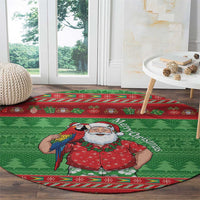 Guyana Christmas Round Carpet Santa With Macaw Parrot Merry Xmas - Wonder Print Shop