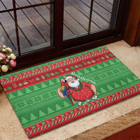 Guyana Christmas Rubber Doormat Santa With Macaw Parrot Merry Xmas - Wonder Print Shop