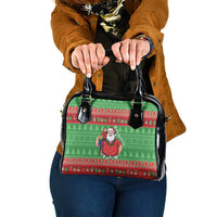 Guyana Christmas Shoulder Handbag Santa With Macaw Parrot Merry Xmas - Wonder Print Shop