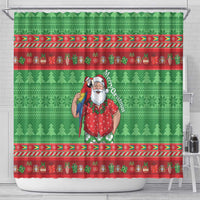 Guyana Christmas Shower Curtain Santa With Macaw Parrot Merry Xmas - Wonder Print Shop