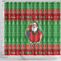 Guyana Christmas Shower Curtain Santa With Macaw Parrot Merry Xmas - Wonder Print Shop