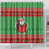 Guyana Christmas Shower Curtain Santa With Macaw Parrot Merry Xmas - Wonder Print Shop