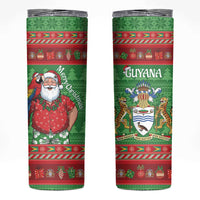 Guyana Christmas Skinny Tumbler Santa With Macaw Parrot Merry Xmas - Wonder Print Shop