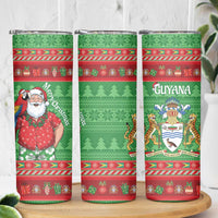 Guyana Christmas Skinny Tumbler Santa With Macaw Parrot Merry Xmas - Wonder Print Shop