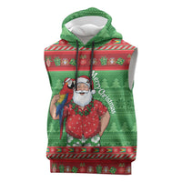 Guyana Christmas Sleeveless Hoodie Santa With Macaw Parrot Merry Xmas - Wonder Print Shop