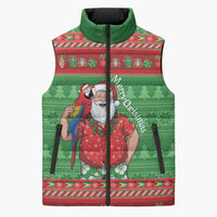Guyana Christmas Sleeveless Puffer Jacket Santa With Macaw Parrot Merry Xmas - Wonder Print Shop