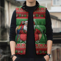 Guyana Christmas Sleeveless Puffer Jacket Santa With Macaw Parrot Merry Xmas - Wonder Print Shop