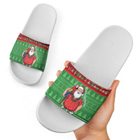 Guyana Christmas Slide Sandals Santa With Macaw Parrot Merry Xmas - Wonder Print Shop