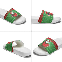 Guyana Christmas Slide Sandals Santa With Macaw Parrot Merry Xmas - Wonder Print Shop