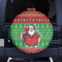 Guyana Christmas Spare Tire Cover Santa With Macaw Parrot Merry Xmas - Wonder Print Shop