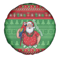 Guyana Christmas Spare Tire Cover Santa With Macaw Parrot Merry Xmas - Wonder Print Shop
