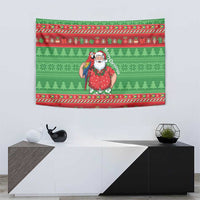 Guyana Christmas Tapestry Santa With Macaw Parrot Merry Xmas - Wonder Print Shop