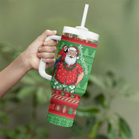 Guyana Christmas Tumbler With Handle Santa With Macaw Parrot Merry Xmas - Wonder Print Shop