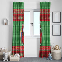 Guyana Christmas Window Curtain Santa With Macaw Parrot Merry Xmas - Wonder Print Shop