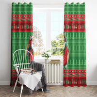 Guyana Christmas Window Curtain Santa With Macaw Parrot Merry Xmas - Wonder Print Shop