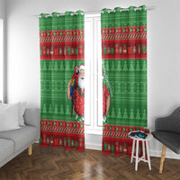 Guyana Christmas Window Curtain Santa With Macaw Parrot Merry Xmas - Wonder Print Shop