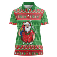 Guyana Christmas Women Polo Shirt Santa With Macaw Parrot Merry Xmas - Wonder Print Shop