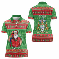 Guyana Christmas Women Polo Shirt Santa With Macaw Parrot Merry Xmas - Wonder Print Shop