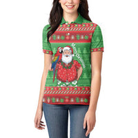 Guyana Christmas Women Polo Shirt Santa With Macaw Parrot Merry Xmas - Wonder Print Shop