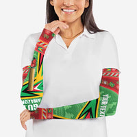 Personalized Guyana Cricket Christmas Arm Sleeves Amazon Warriors Merry Xmas - Wonder Print Shop