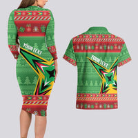 Personalized Guyana Cricket Christmas Couples Matching Long Sleeve Bodycon Dress and Hawaiian Shirt Amazon Warriors Merry Xmas - Wonder Print Shop