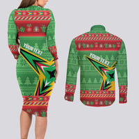 Personalized Guyana Cricket Christmas Couples Matching Long Sleeve Bodycon Dress and Long Sleeve Button Shirt Amazon Warriors Merry Xmas - Wonder Print Shop