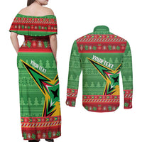 Personalized Guyana Cricket Christmas Couples Matching Off Shoulder Maxi Dress and Long Sleeve Button Shirt Amazon Warriors Merry Xmas - Wonder Print Shop