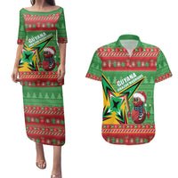 Personalized Guyana Cricket Christmas Couples Matching Puletasi and Hawaiian Shirt Amazon Warriors Merry Xmas - Wonder Print Shop