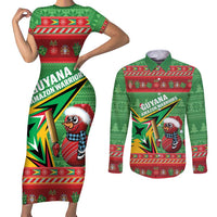 Personalized Guyana Cricket Christmas Couples Matching Short Sleeve Bodycon Dress and Long Sleeve Button Shirt Amazon Warriors Merry Xmas - Wonder Print Shop