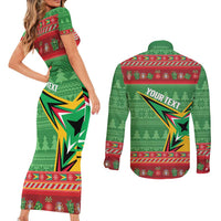 Personalized Guyana Cricket Christmas Couples Matching Short Sleeve Bodycon Dress and Long Sleeve Button Shirt Amazon Warriors Merry Xmas - Wonder Print Shop