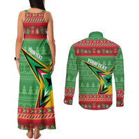 Personalized Guyana Cricket Christmas Couples Matching Tank Maxi Dress and Long Sleeve Button Shirt Amazon Warriors Merry Xmas - Wonder Print Shop