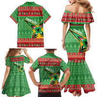 Personalized Guyana Cricket Christmas Family Matching Mermaid Dress and Hawaiian Shirt Amazon Warriors Merry Xmas - Wonder Print Shop