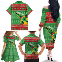 Personalized Guyana Cricket Christmas Family Matching Off The Shoulder Long Sleeve Dress and Hawaiian Shirt Amazon Warriors Merry Xmas - Wonder Print Shop
