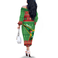 Personalized Guyana Cricket Christmas Family Matching Off The Shoulder Long Sleeve Dress and Hawaiian Shirt Amazon Warriors Merry Xmas - Wonder Print Shop