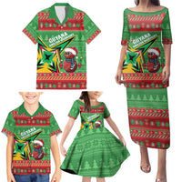 Personalized Guyana Cricket Christmas Family Matching Puletasi and Hawaiian Shirt Amazon Warriors Merry Xmas - Wonder Print Shop