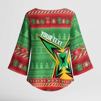 Personalized Guyana Cricket Christmas Kimono Sleeve Blouse Amazon Warriors Merry Xmas - Wonder Print Shop