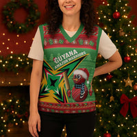 Personalized Guyana Cricket Christmas Knitted V-Neck Vest Amazon Warriors Merry Xmas - Wonder Print Shop