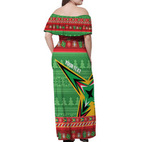 Personalized Guyana Cricket Christmas Off Shoulder Maxi Dress Amazon Warriors Merry Xmas - Wonder Print Shop